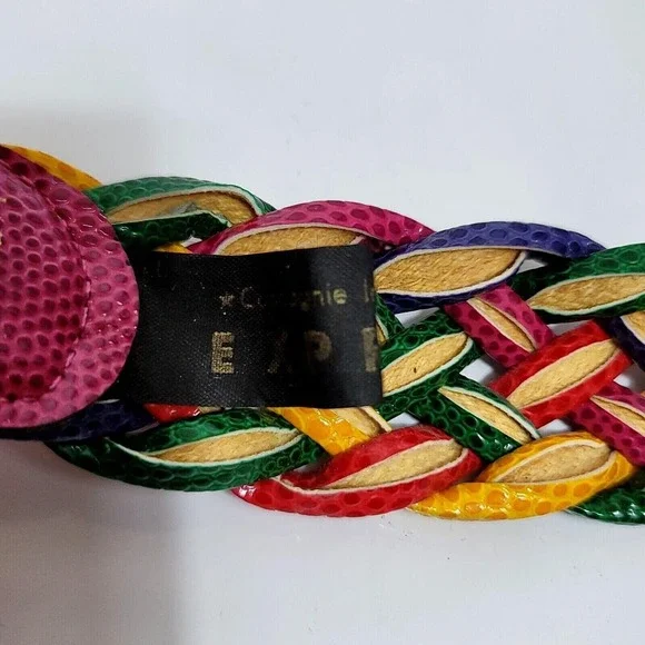 Vintage 90s Express Compagnie Intl Womens L Colorful Bright‎ Braided Waist Belt - Picture 6 of 8